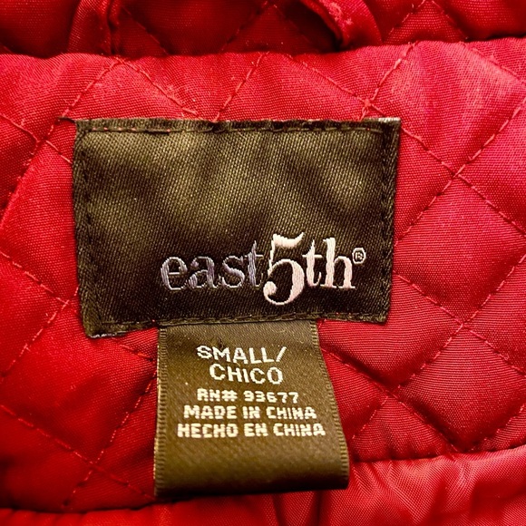 East 5th Quilted Jacket Burgundy Red w/Detachable Hood - Picture 3 of 4